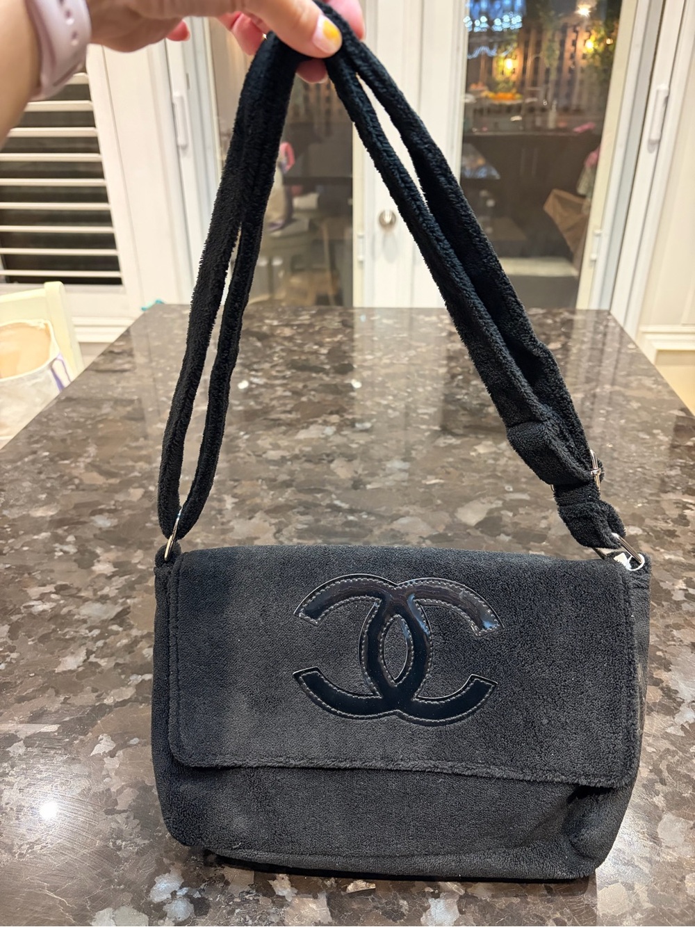 Chanel Precision Velour
Plush Black Crossbody Bag
